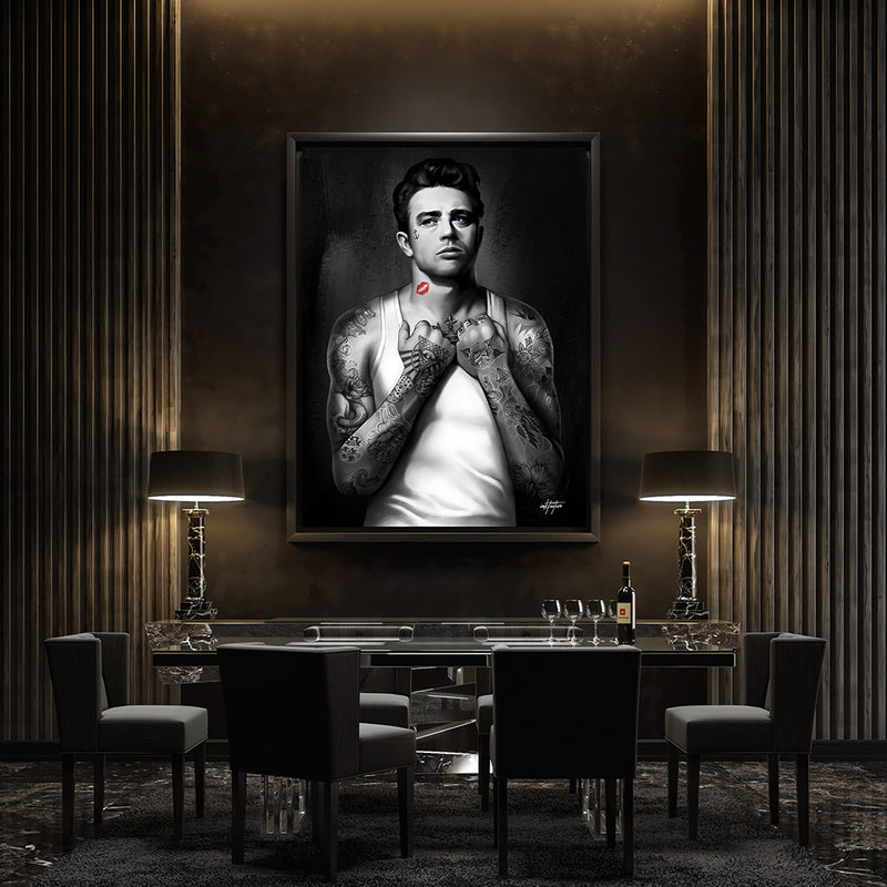 james dean canvas wall art in dining room