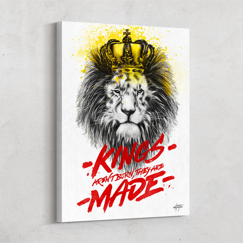"Kings are Made", lion motivational canvas art
