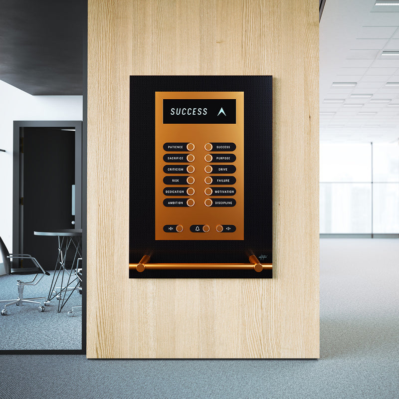 Level up success elevator motivational wall art for office.
