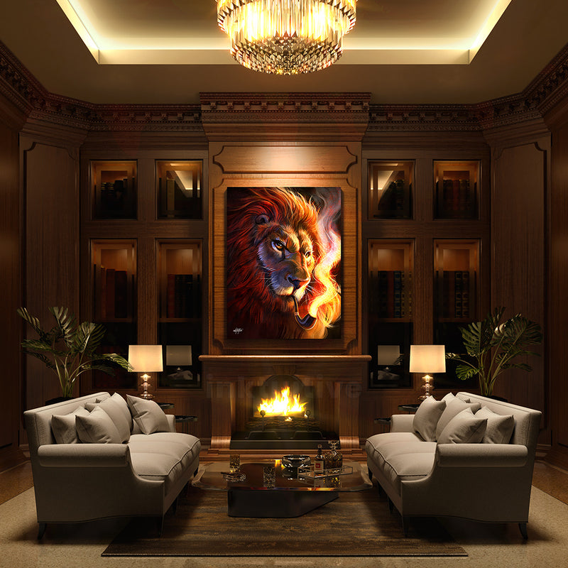 lion inspirational canvas art in luxury home