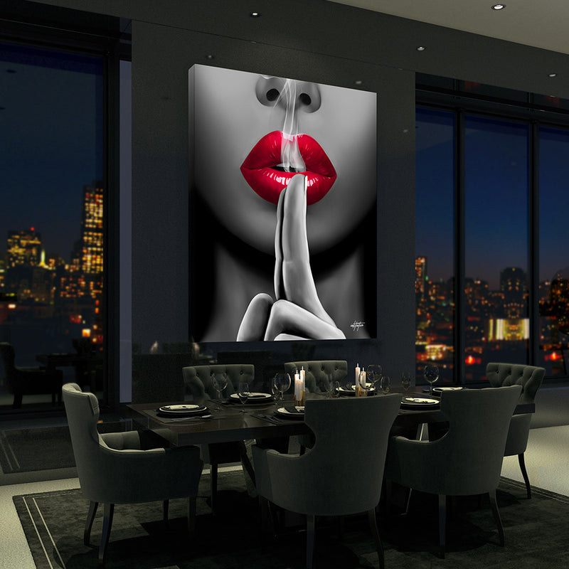luxury canvas wall art of smoking kiss in living room