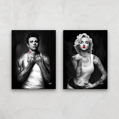 Marilyn Monroe and James Dean art