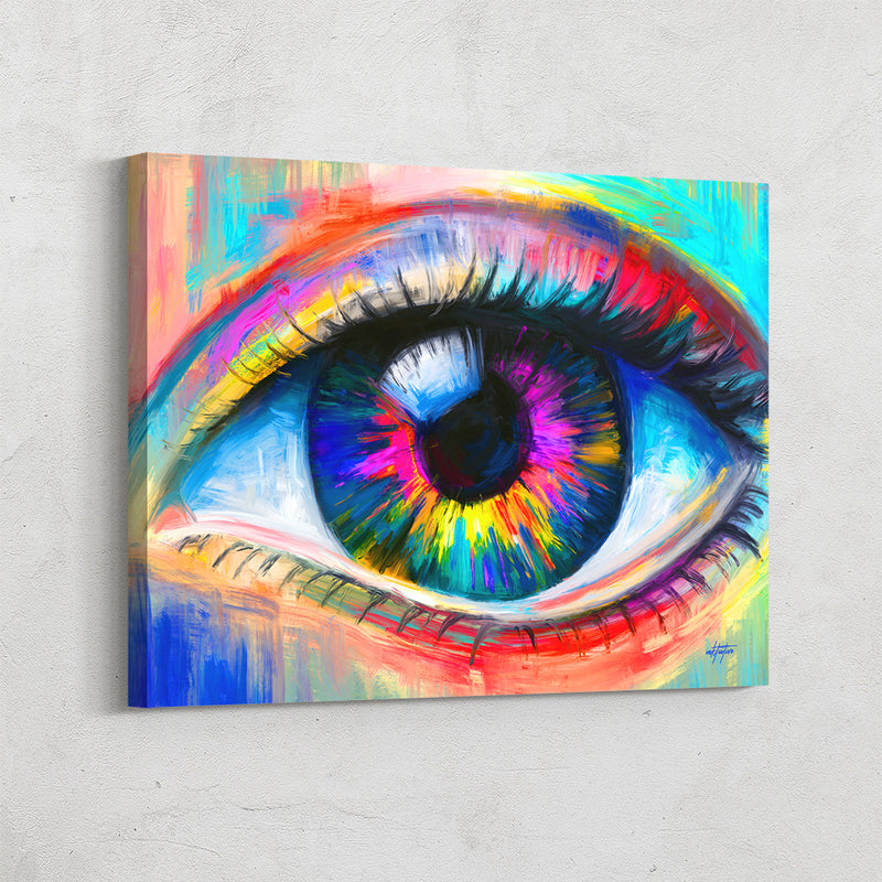 Modern colorful wall decor of eye.
