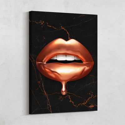 modern wall art of rose gold lips