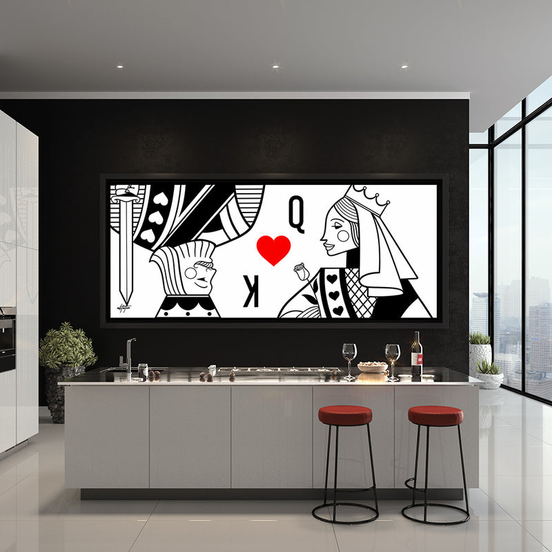 Modern wall art of simple King and Queen in kitchen