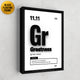 Periodic Greatness motivational wall art designed by Inktuitive on a modern floating black frame.