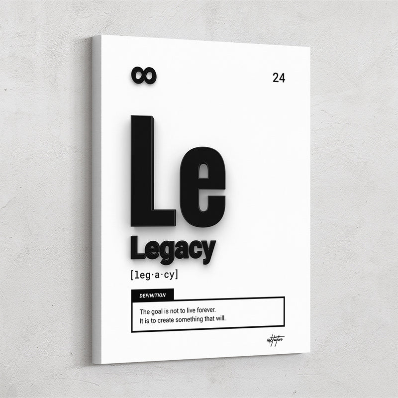 Motivational wall art of periodic table element using word Legacy designed by Inktuitive