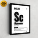 motivational wall art using periodic table element 'Success' with black floating frame designed by Inktuitive