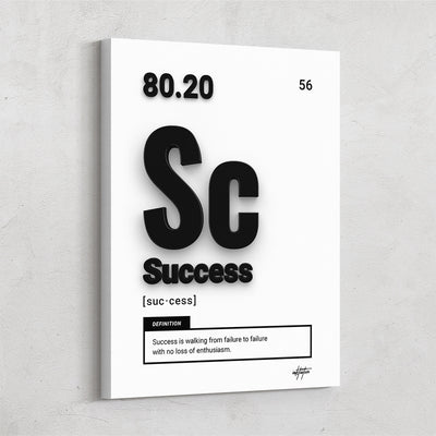 'Success' motivational wall art using elements from periodic table designed by Inktuitive