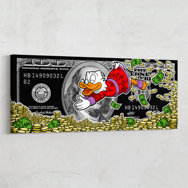 Motivational wall art Scrooge McDuck 100 dollar bill
