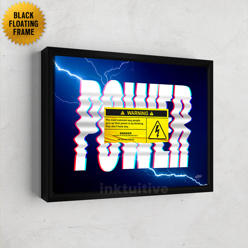 Power warning electrical framed canvas art.
