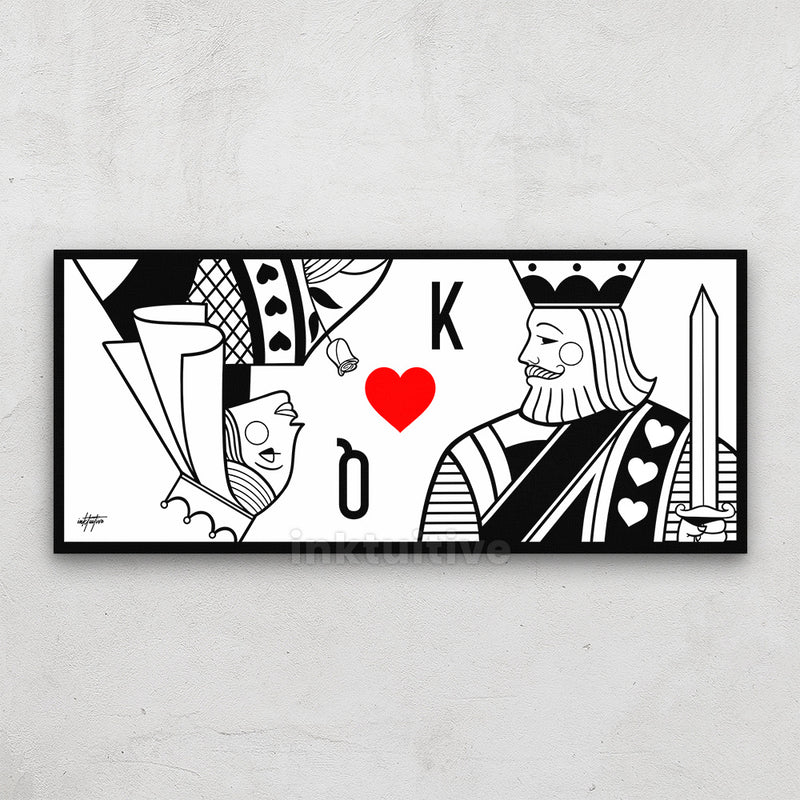 Queen and King of hearts, Royal Romance modern wall art
