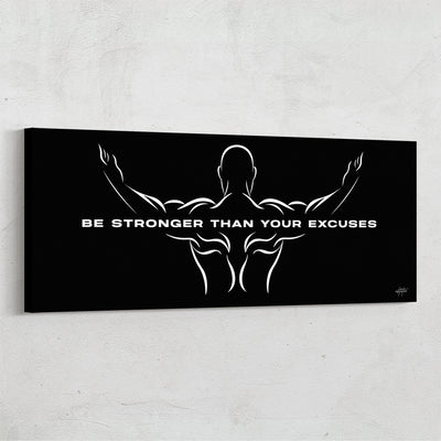 "Stronger", gym theme inspirational canvas art.