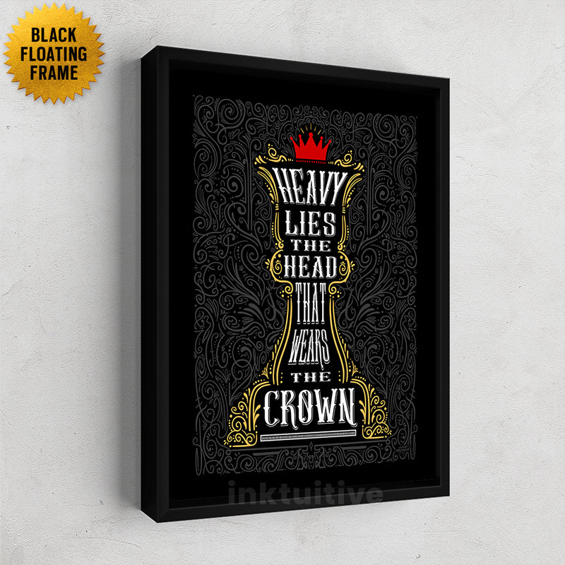 The Crown - Chess wall art with black frame.