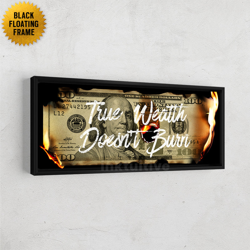 True Wealth, money wall art with frame.