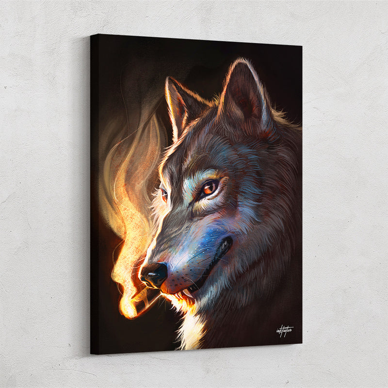 Wolf cigar canvas art designed by Inktuitive.