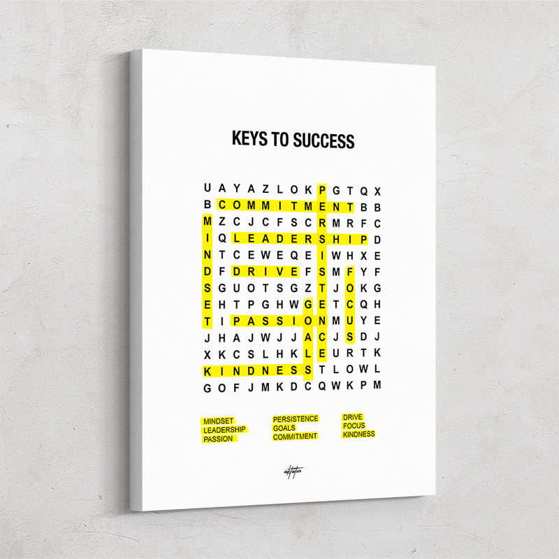Word Search, keys to success canvas art.